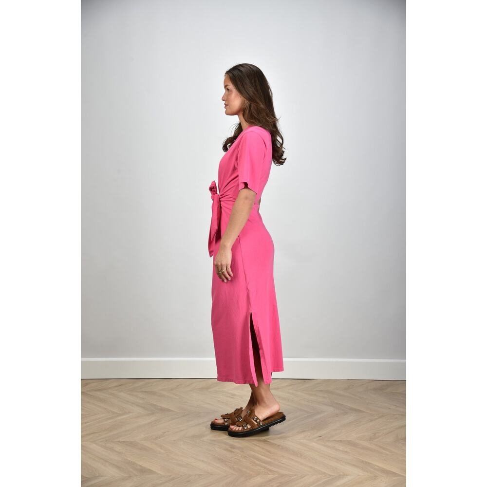 Xirena Tianna Maxi Dress Pink Cotton Slit Tie Front Size S - Picture 3 of 14